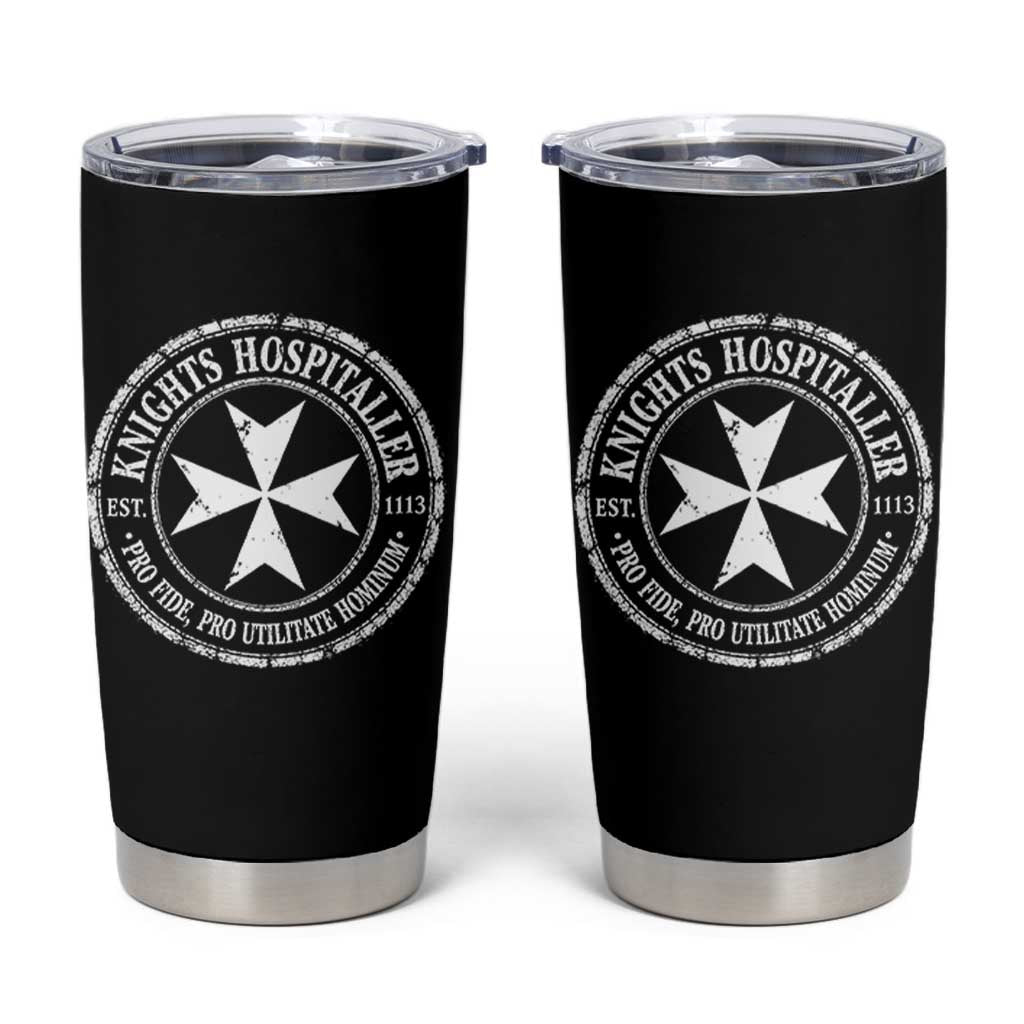 Knights Hospitaller Tumbler Cup Pro Fide Pro Utilitate Hominum est 1113 Maltese Catholic Christian