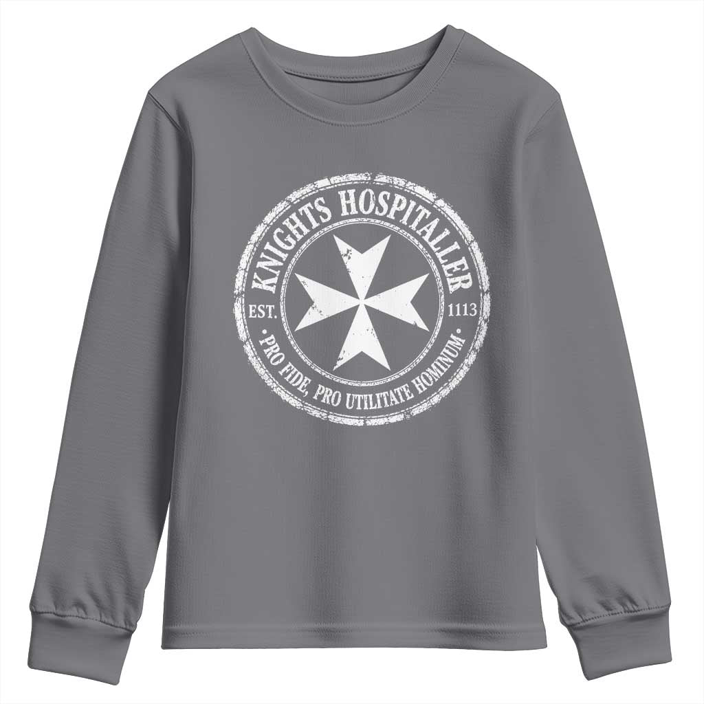 Knights Hospitaller Youth Sweatshirt Pro Fide Pro Utilitate Hominum est 1113 Maltese Catholic Christian