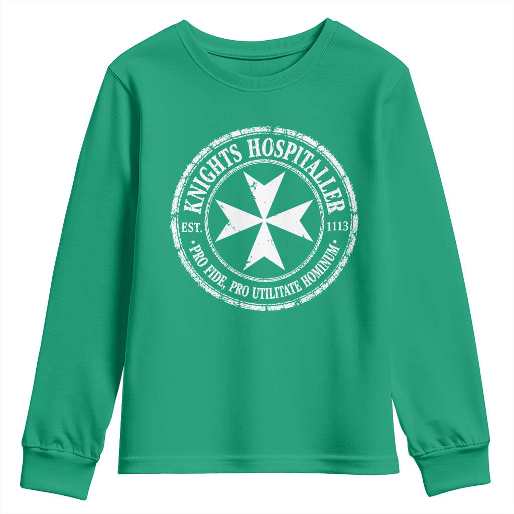 Knights Hospitaller Youth Sweatshirt Pro Fide Pro Utilitate Hominum est 1113 Maltese Catholic Christian