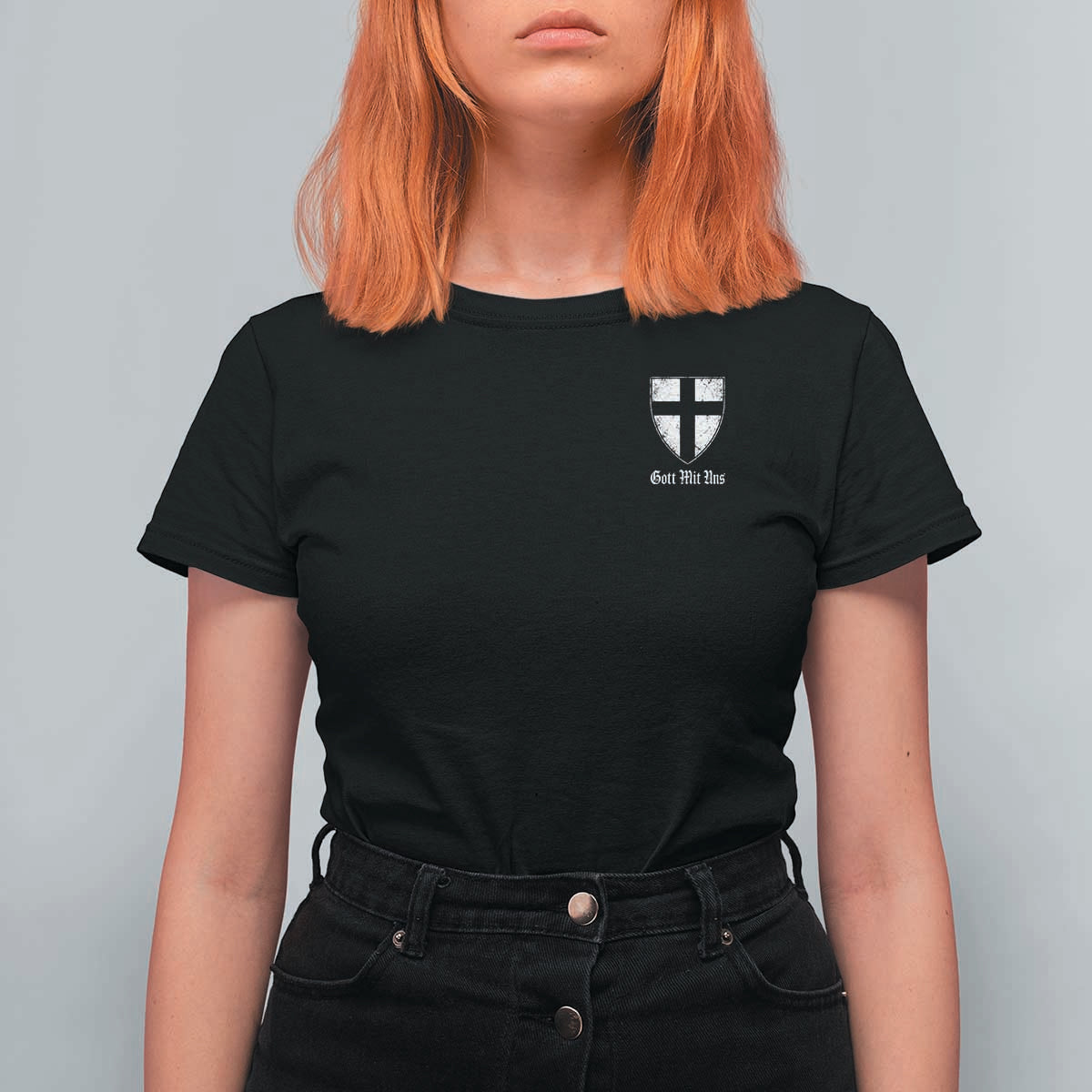 Teutonic Order Flag Cross Gott Mit Uns T Shirt For Women Knight Insignia Arms Shield