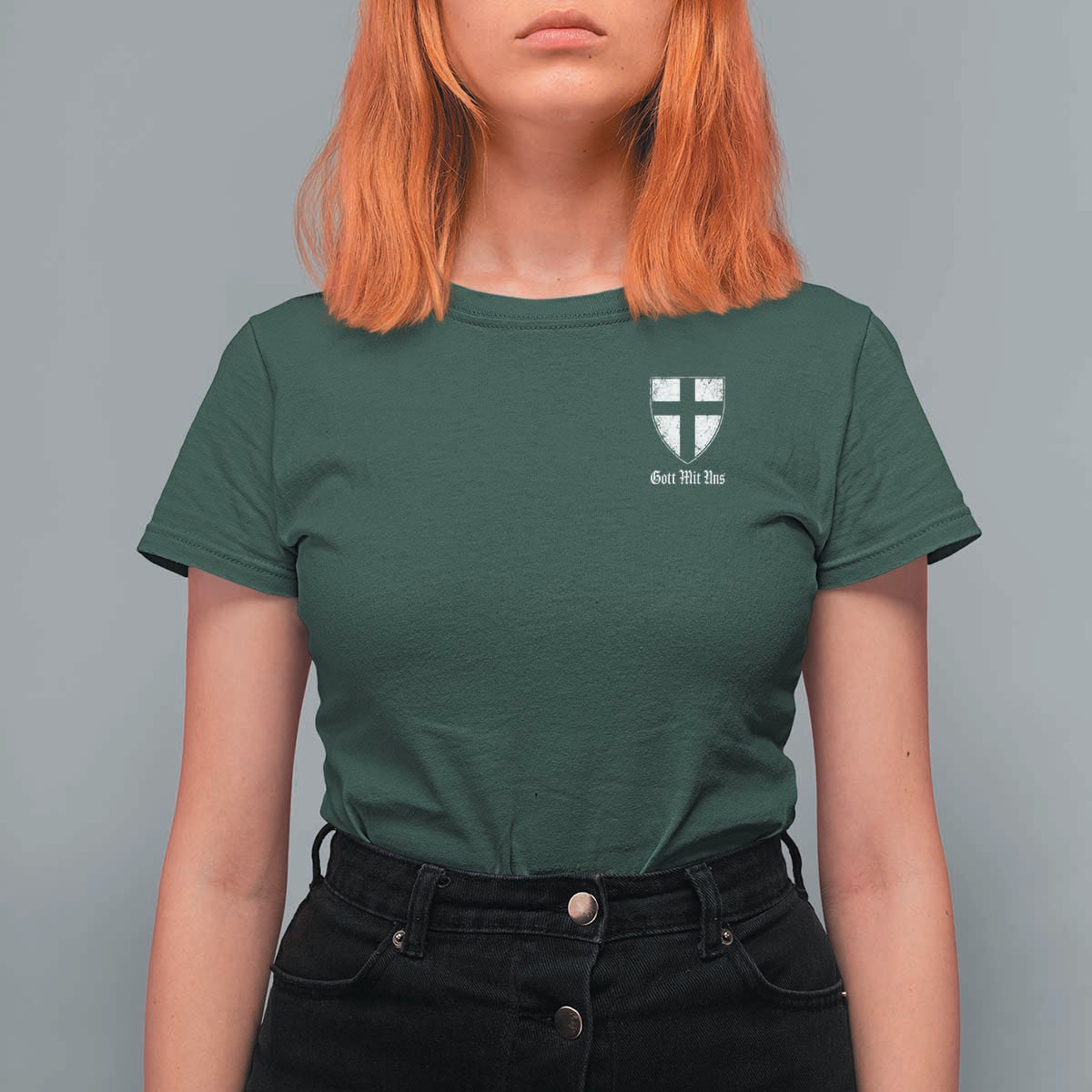 Teutonic Order Flag Cross Gott Mit Uns T Shirt For Women Knight Insignia Arms Shield