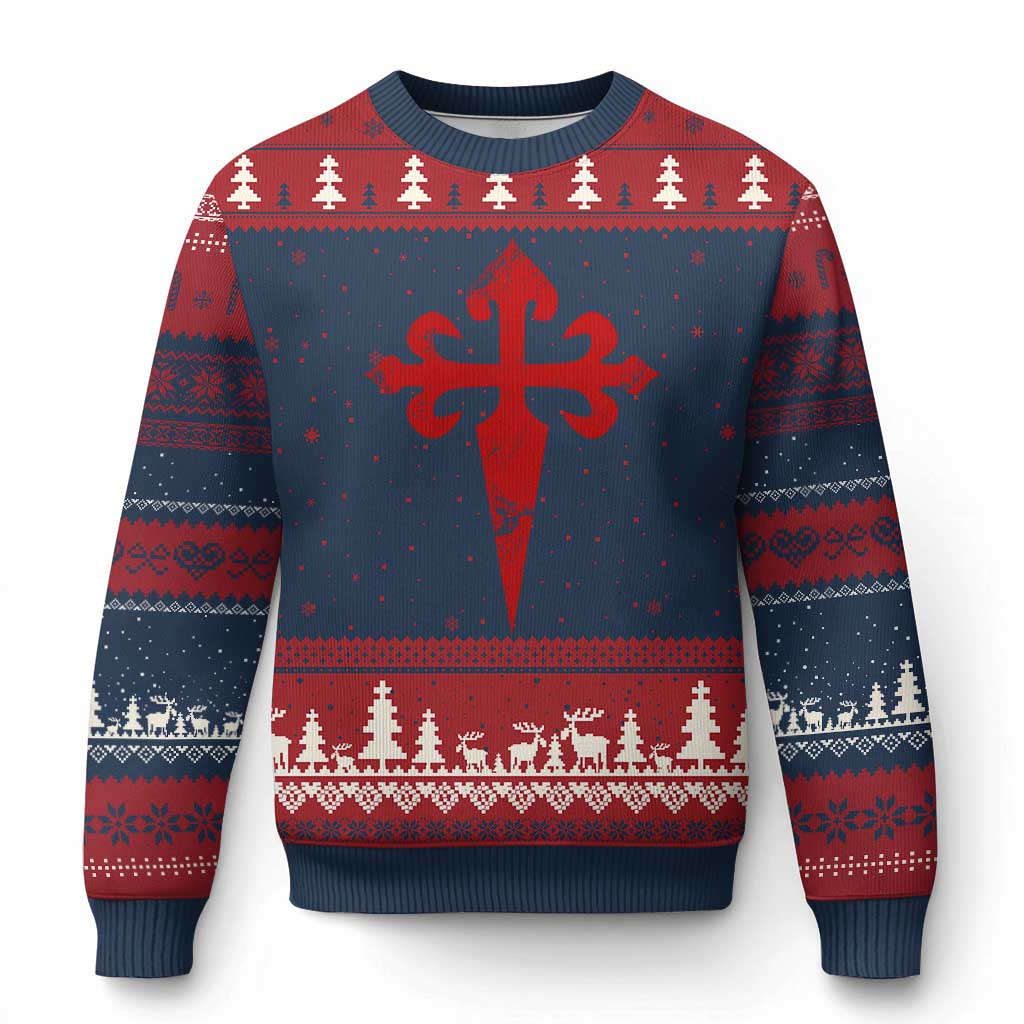 Vintage Cross of St James Order of Santiago Ugly Christmas Sweater