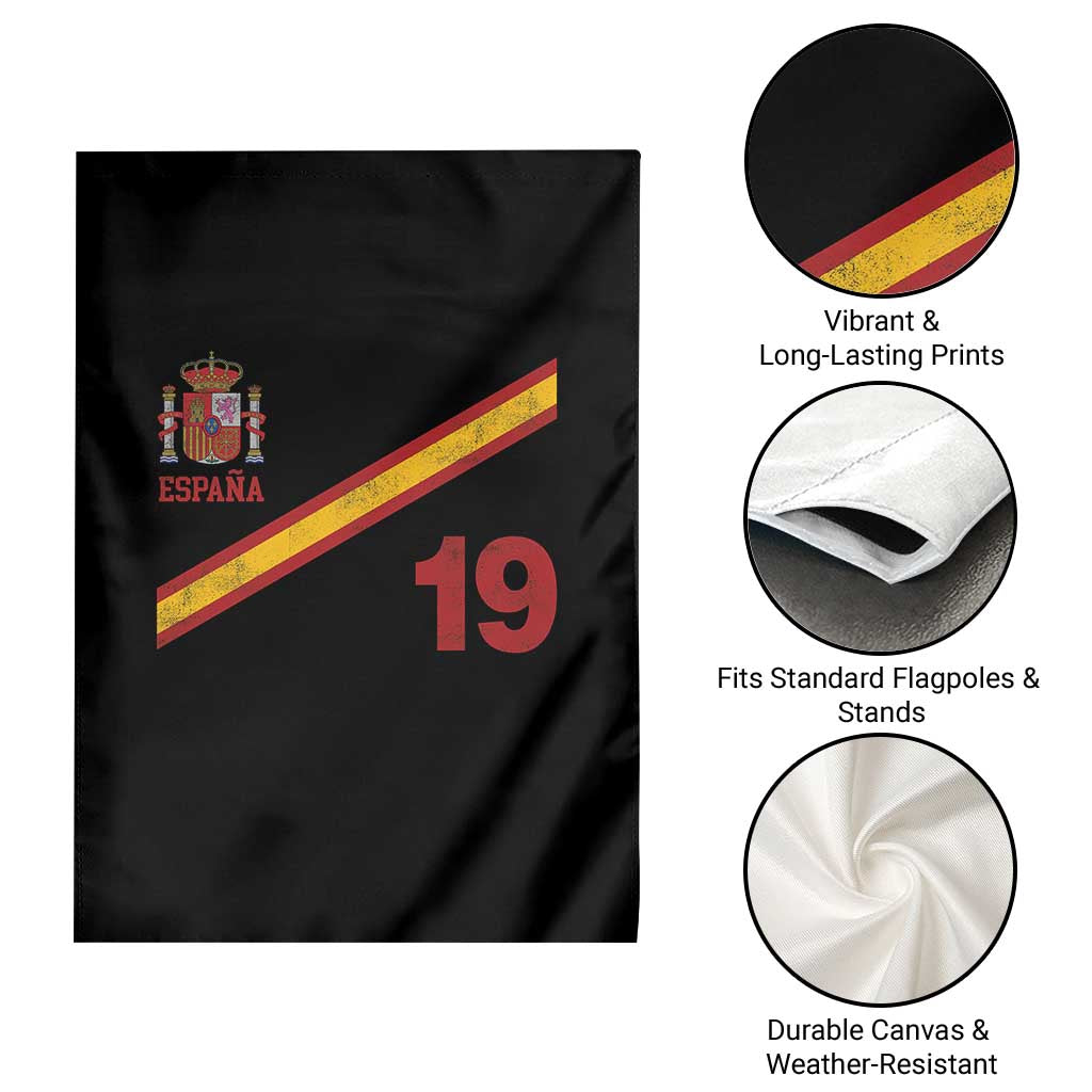 Espana Spain Football Garden Flag Spanish Flag Stripes Number 19 Athletic Soccer National Pride