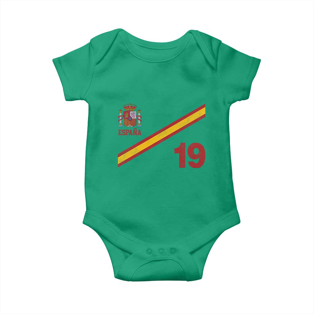 Espana Spain Football Baby Onesie Spanish Flag Stripes Number 19 Athletic Soccer National Pride