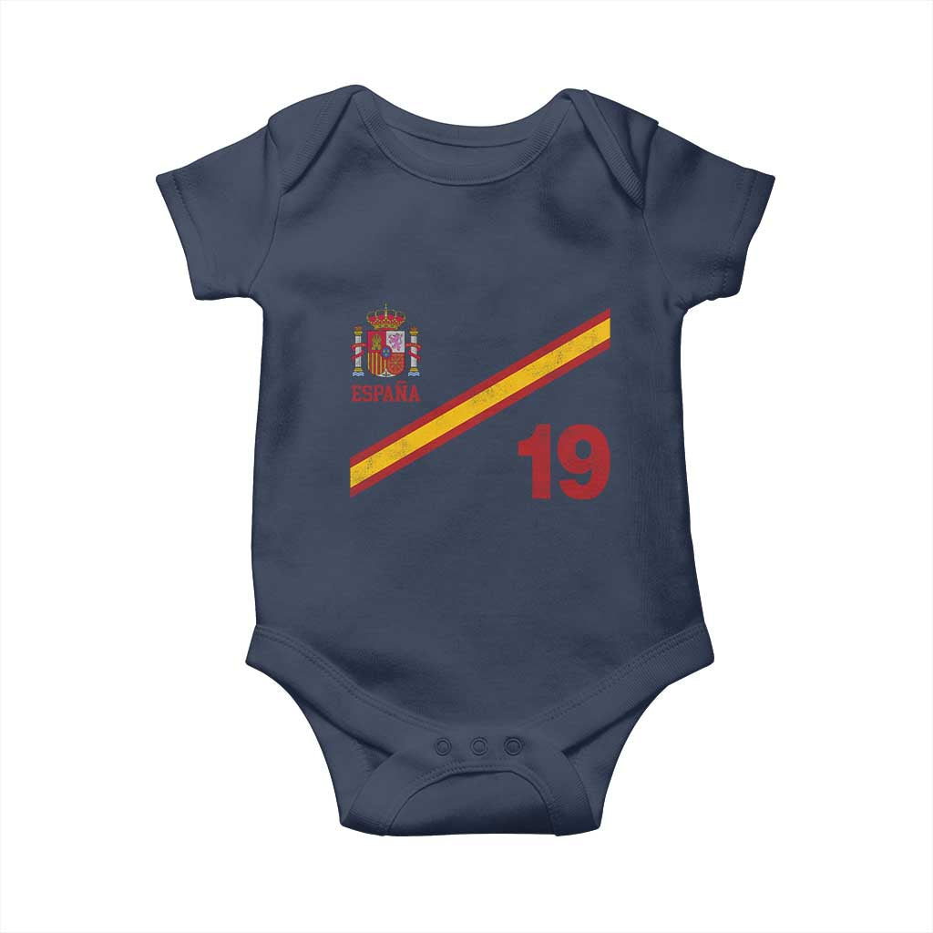 Espana Spain Football Baby Onesie Spanish Flag Stripes Number 19 Athletic Soccer National Pride
