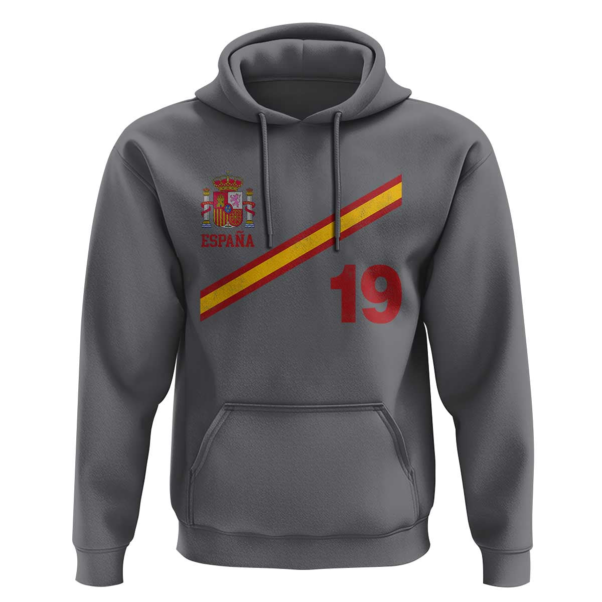 Espana Spain Football Hoodie Spanish Flag Stripes Number 19 Athletic Soccer National Pride