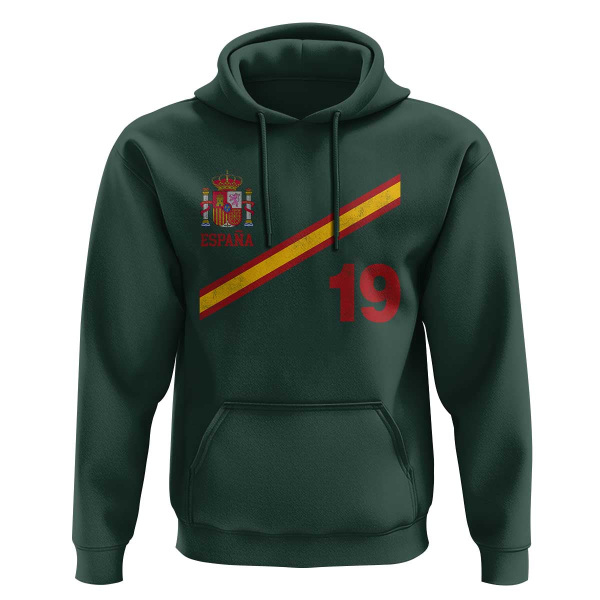 Espana Spain Football Hoodie Spanish Flag Stripes Number 19 Athletic Soccer National Pride