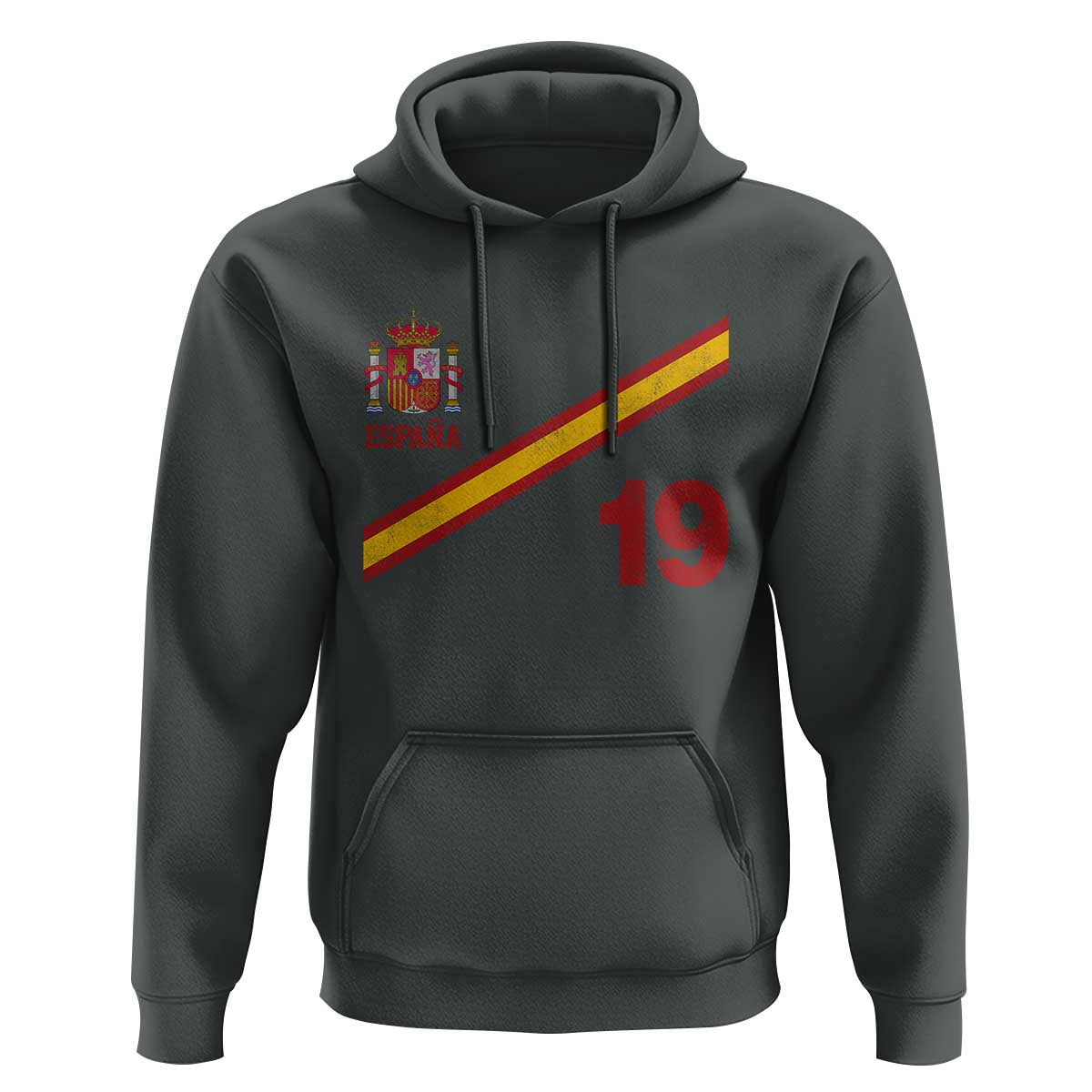Espana Spain Football Hoodie Spanish Flag Stripes Number 19 Athletic Soccer National Pride