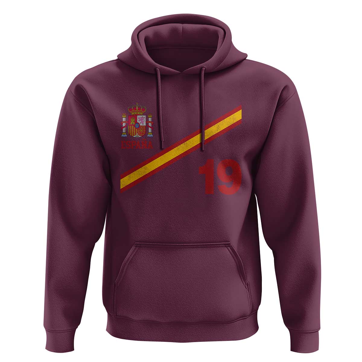 Espana Spain Football Hoodie Spanish Flag Stripes Number 19 Athletic Soccer National Pride
