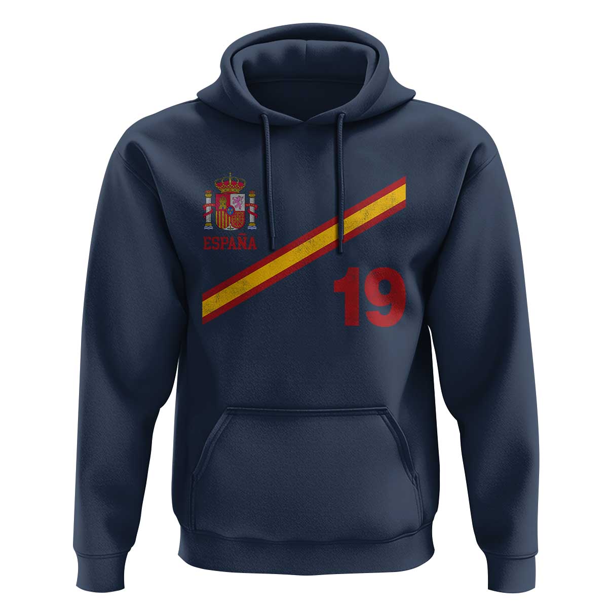 Espana Spain Football Hoodie Spanish Flag Stripes Number 19 Athletic Soccer National Pride