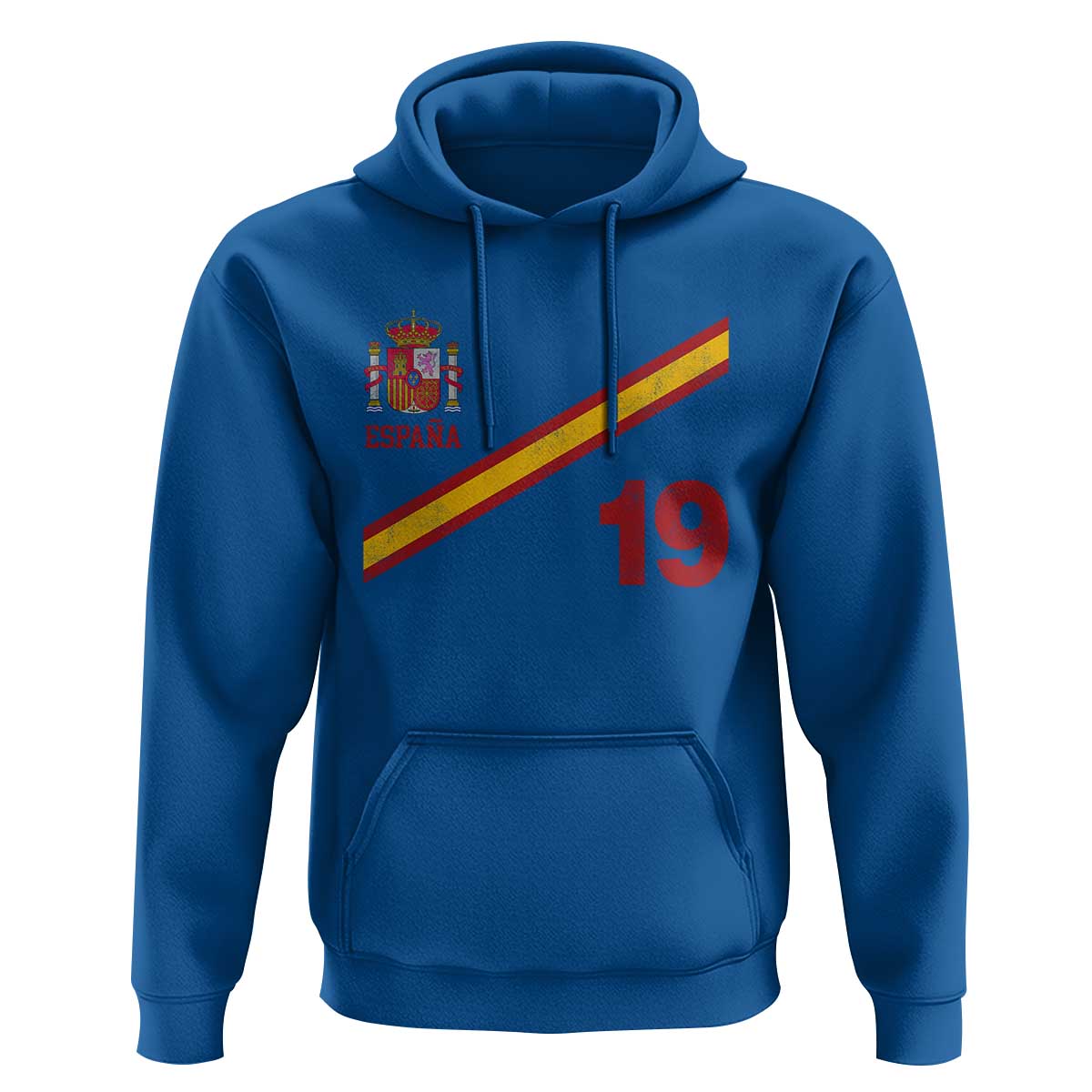 Espana Spain Football Hoodie Spanish Flag Stripes Number 19 Athletic Soccer National Pride