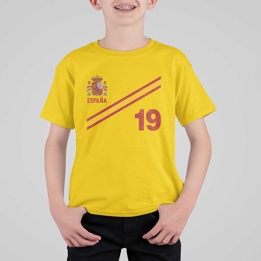 Espana Spain Football T Shirt For Kid Spanish Flag Stripes Number 19 Athletic Soccer National Pride
