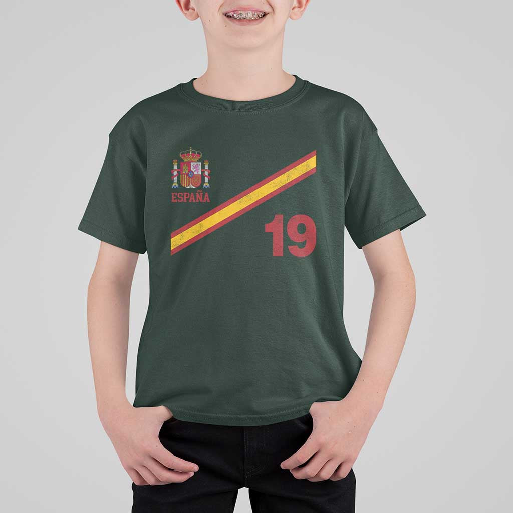 Espana Spain Football T Shirt For Kid Spanish Flag Stripes Number 19 Athletic Soccer National Pride