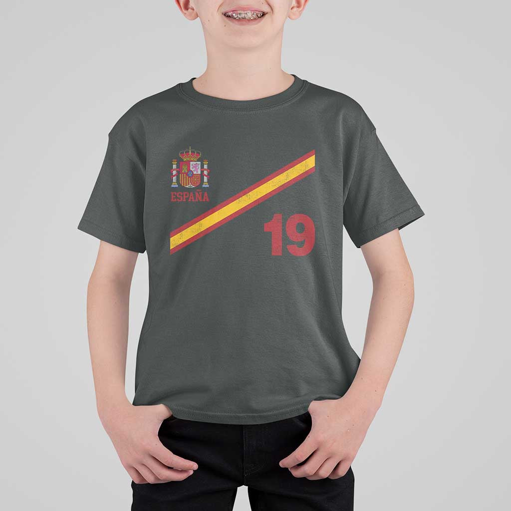 Espana Spain Football T Shirt For Kid Spanish Flag Stripes Number 19 Athletic Soccer National Pride