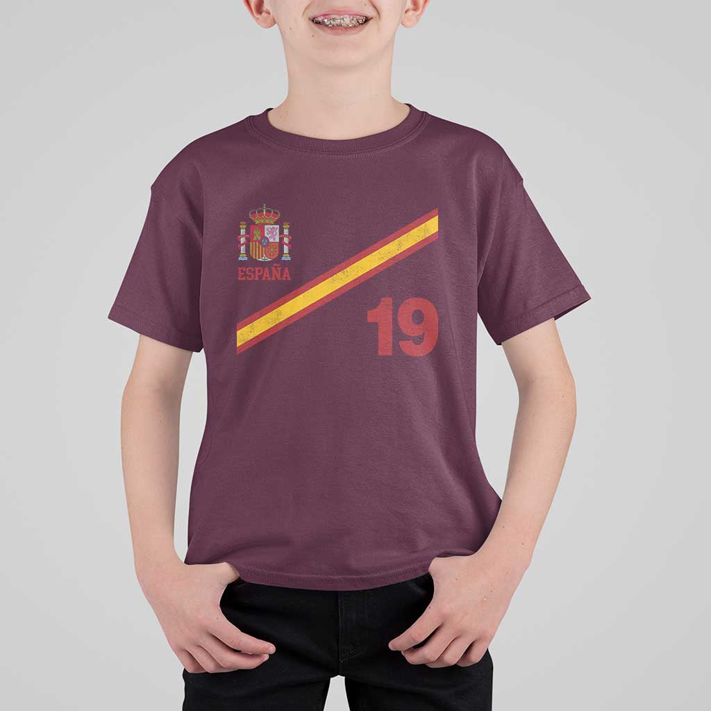 Espana Spain Football T Shirt For Kid Spanish Flag Stripes Number 19 Athletic Soccer National Pride