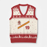 Espana Spain Football V-Neck Knit Sweater Vest Spanish Flag Stripes Number 19 Athletic Soccer National Pride