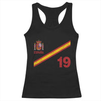 Espana Spain Football Racerback Tank Top Spanish Flag Stripes Number 19 Athletic Soccer National Pride