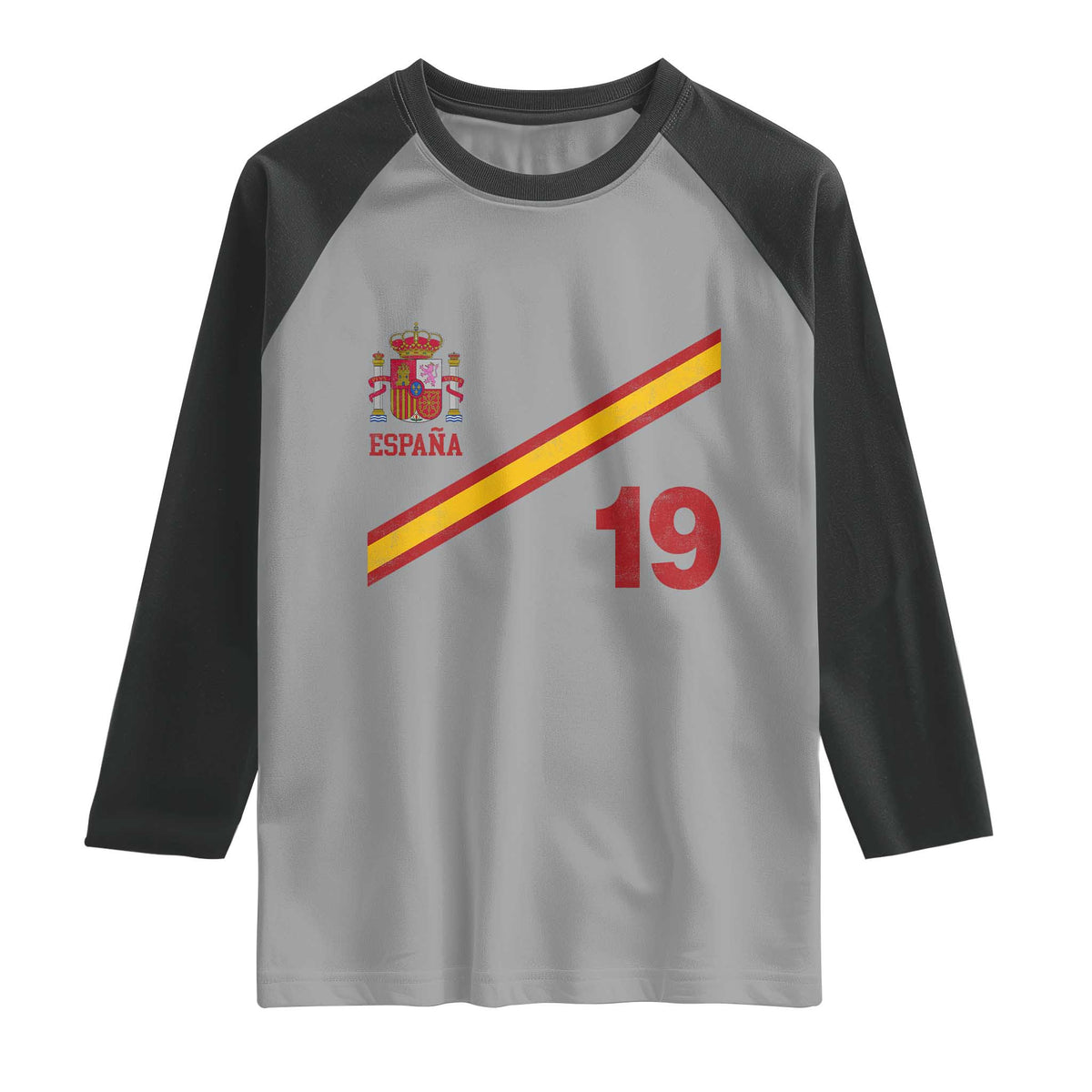 Espana Spain Football Raglan Shirt Spanish Flag Stripes Number 19 Athletic Soccer National Pride