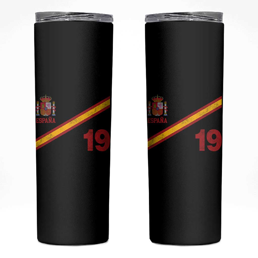 Espana Spain Football Skinny Tumbler Spanish Flag Stripes Number 19 Athletic Soccer National Pride