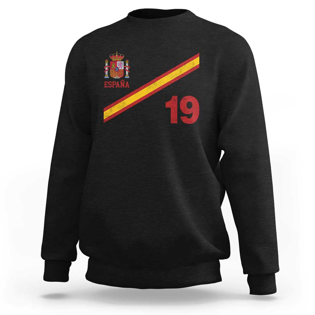 Espana Spain Football Sweatshirt Spanish Flag Stripes Number 19 Athletic Soccer National Pride