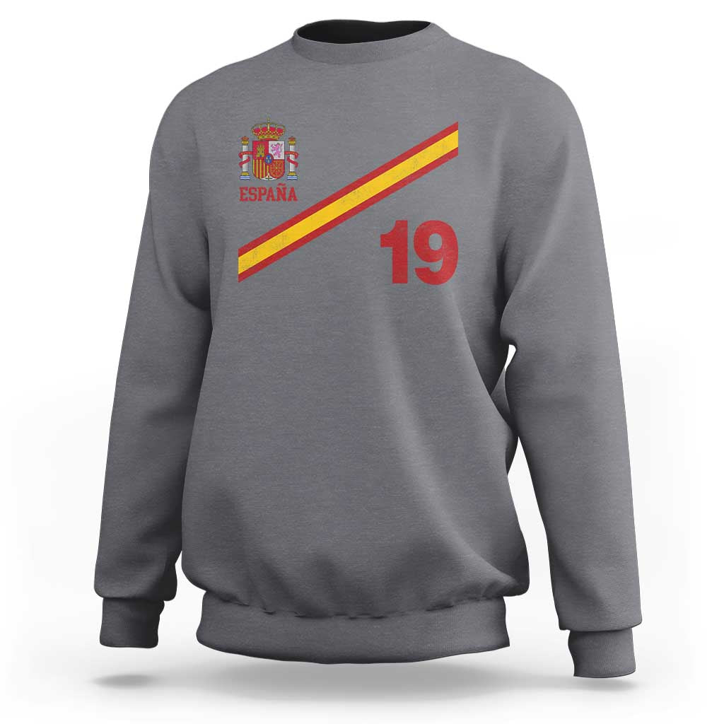 Espana Spain Football Sweatshirt Spanish Flag Stripes Number 19 Athletic Soccer National Pride