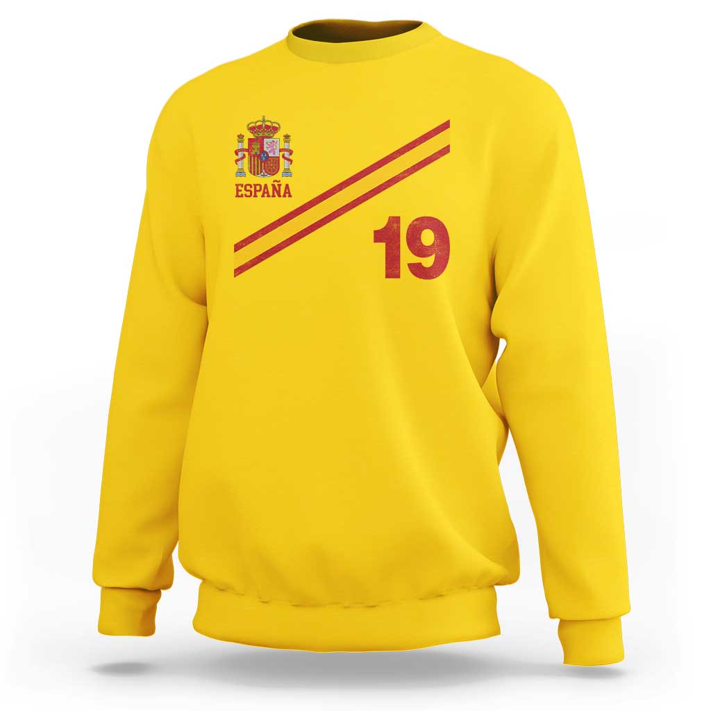 Espana Spain Football Sweatshirt Spanish Flag Stripes Number 19 Athletic Soccer National Pride