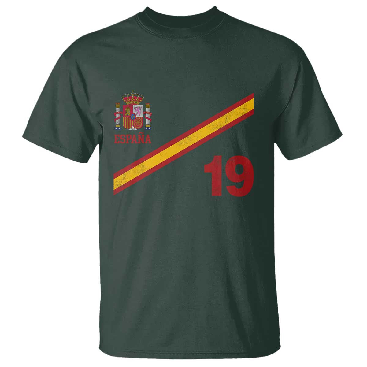Espana Spain Football T Shirt Spanish Flag Stripes Number 19 Athletic Soccer National Pride