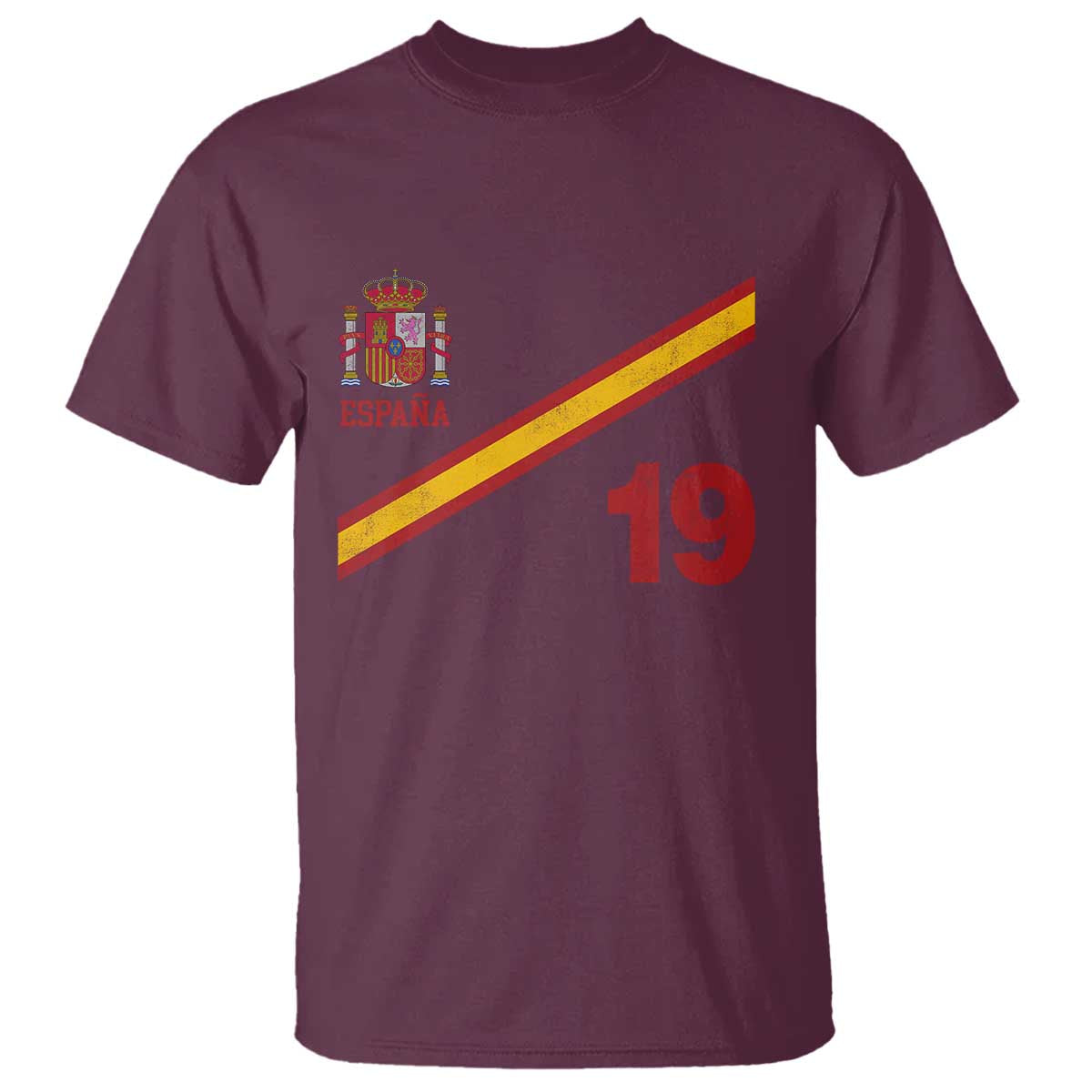 Espana Spain Football T Shirt Spanish Flag Stripes Number 19 Athletic Soccer National Pride