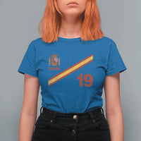 Espana Spain Football T Shirt For Women Spanish Flag Stripes Number 19 Athletic Soccer National Pride