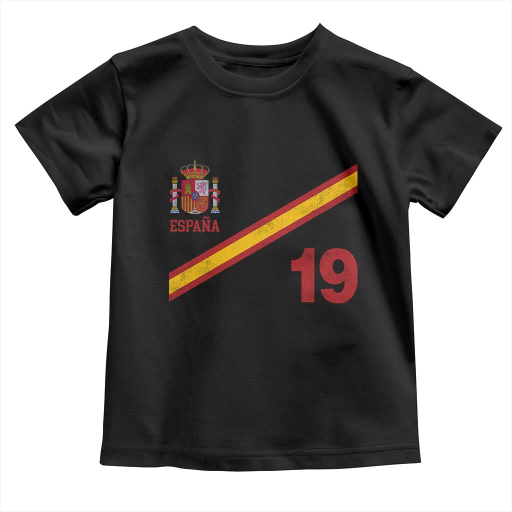 Espana Spain Football Toddler T Shirt Spanish Flag Stripes Number 19 Athletic Soccer National Pride
