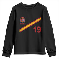 Espana Spain Football Youth Sweatshirt Spanish Flag Stripes Number 19 Athletic Soccer National Pride