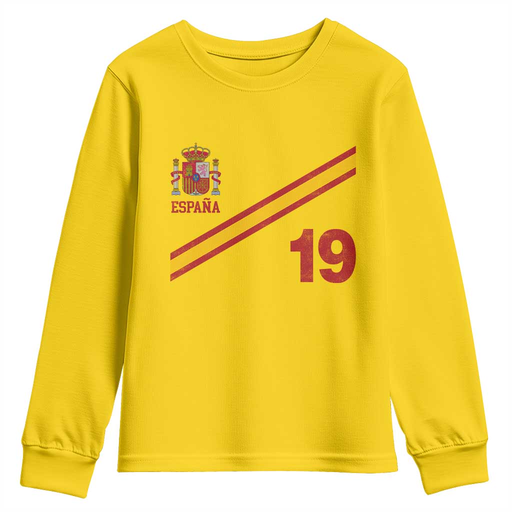 Espana Spain Football Youth Sweatshirt Spanish Flag Stripes Number 19 Athletic Soccer National Pride