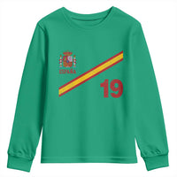 Espana Spain Football Youth Sweatshirt Spanish Flag Stripes Number 19 Athletic Soccer National Pride