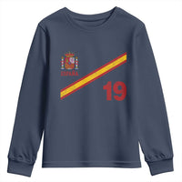 Espana Spain Football Youth Sweatshirt Spanish Flag Stripes Number 19 Athletic Soccer National Pride
