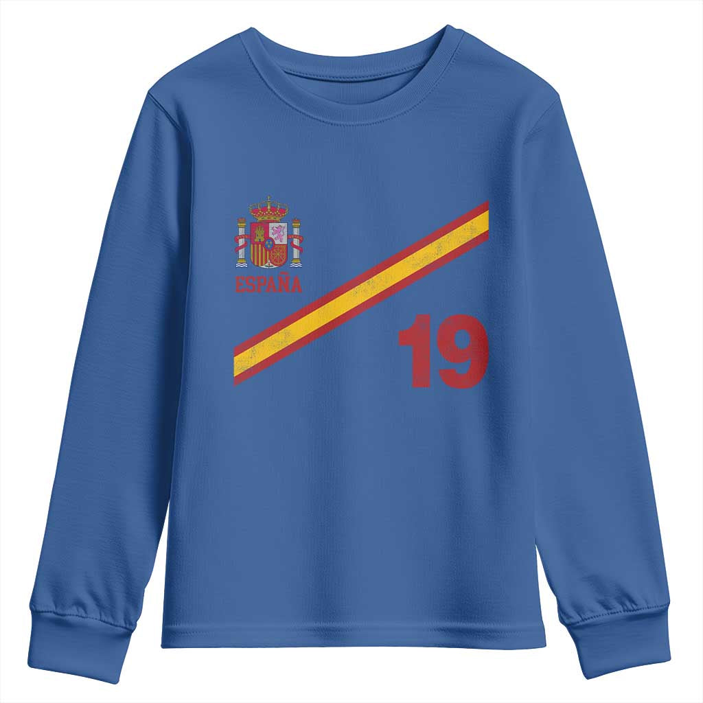 Espana Spain Football Youth Sweatshirt Spanish Flag Stripes Number 19 Athletic Soccer National Pride