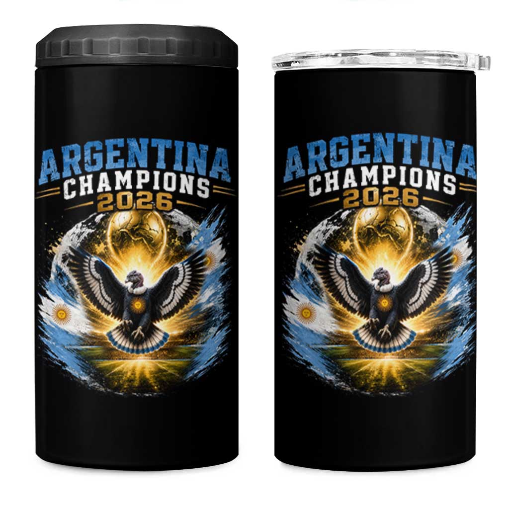 Argentina Champions 2026 4 in 1 Can Cooler Tumbler Proud Argentinian Football Fan