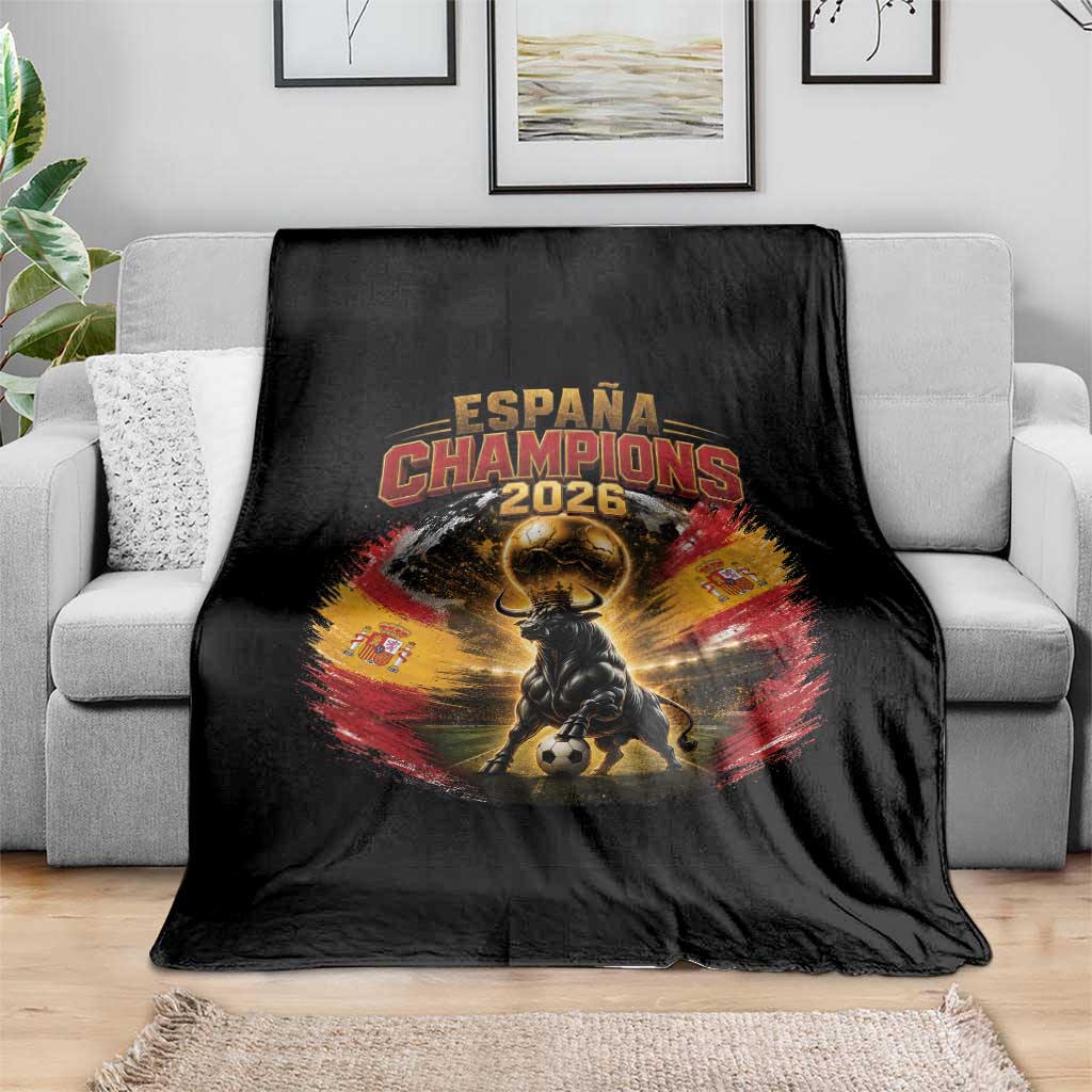 Espana Champions 2026 Throw Blanket Spain Football Fan Spanish Bull Graphic