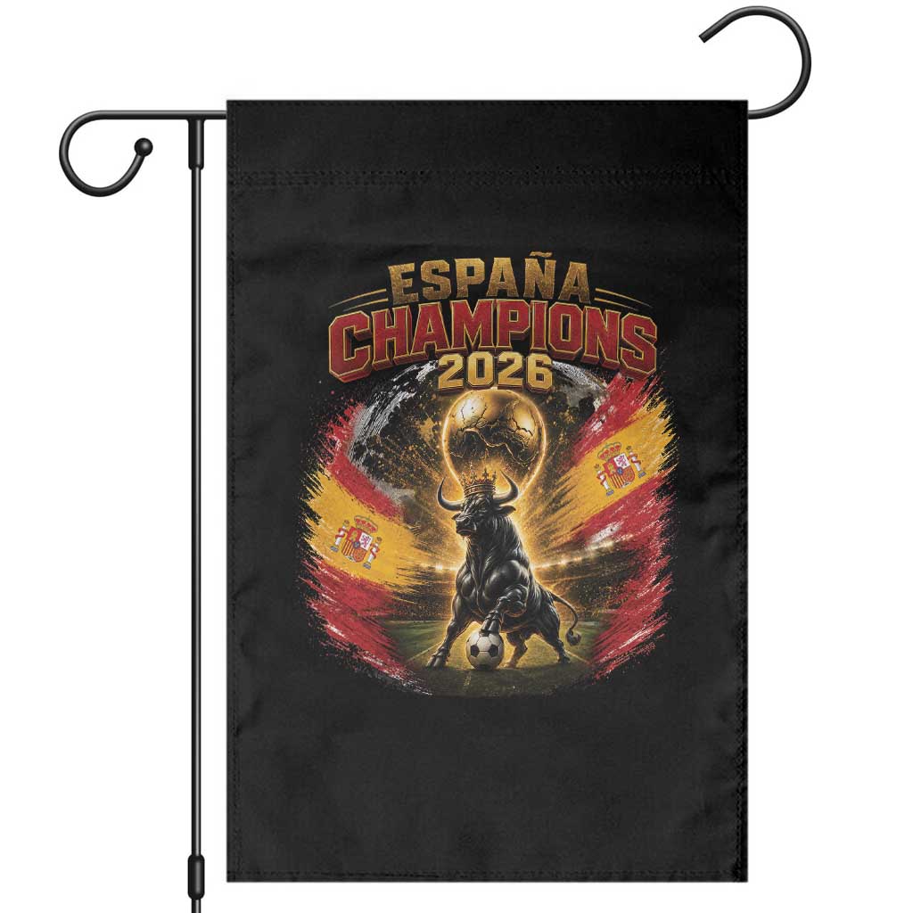 Espana Champions 2026 Garden Flag Spain Football Fan Spanish Bull Graphic