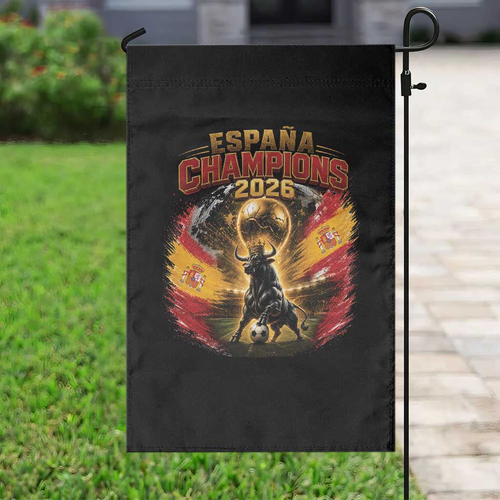 Espana Champions 2026 Garden Flag Spain Football Fan Spanish Bull Graphic