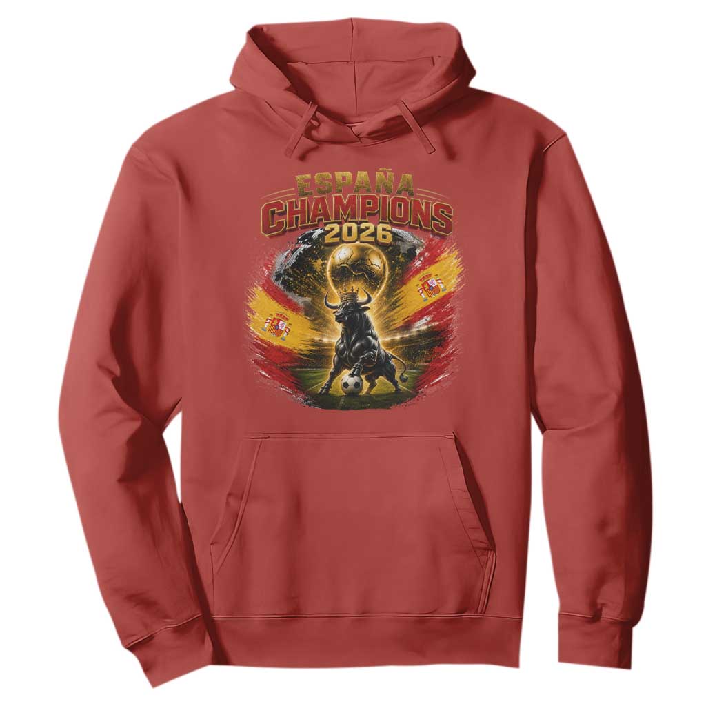 Espana Champions 2026 Hoodie Spain Football Fan Spanish Bull Graphic