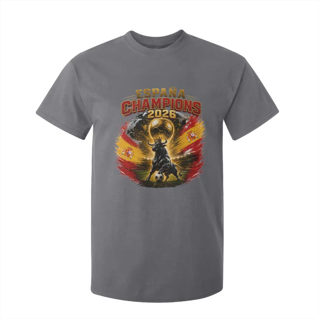 Espana Champions 2026 T Shirt For Kid Spain Football Fan Spanish Bull Graphic