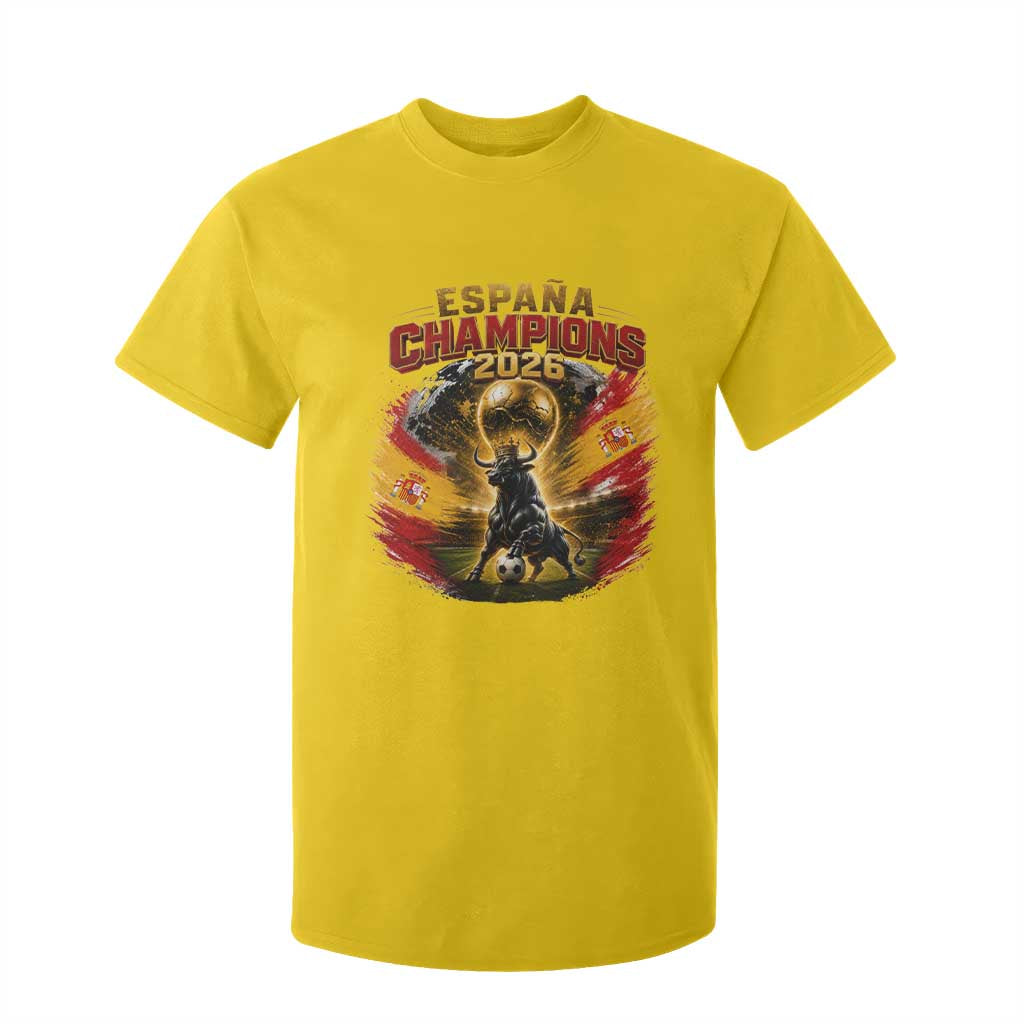 Espana Champions 2026 T Shirt For Kid Spain Football Fan Spanish Bull Graphic