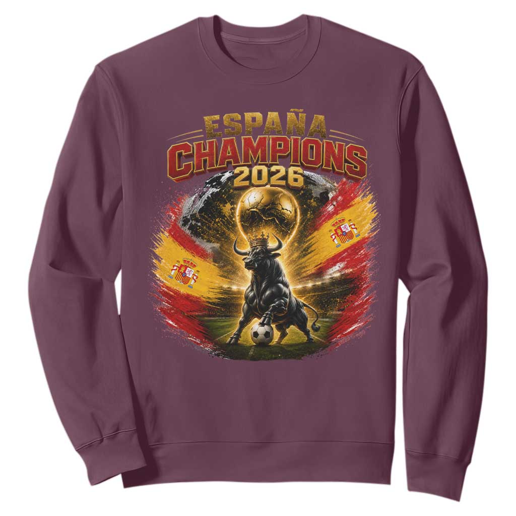 Espana Champions 2026 Sweatshirt Spain Football Fan Spanish Bull Graphic