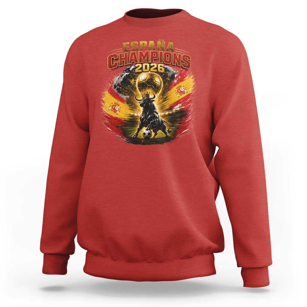 Espana Champions 2026 Sweatshirt Spain Football Fan Spanish Bull Graphic TS11