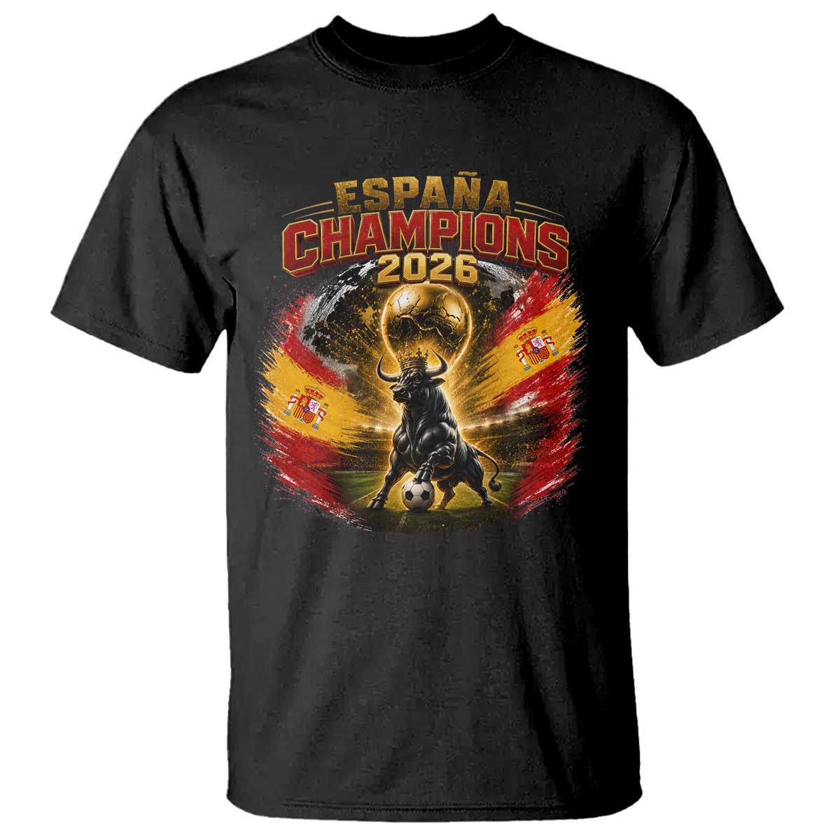 Espana Champions 2026 T Shirt Spain Football Fan Spanish Bull Graphic