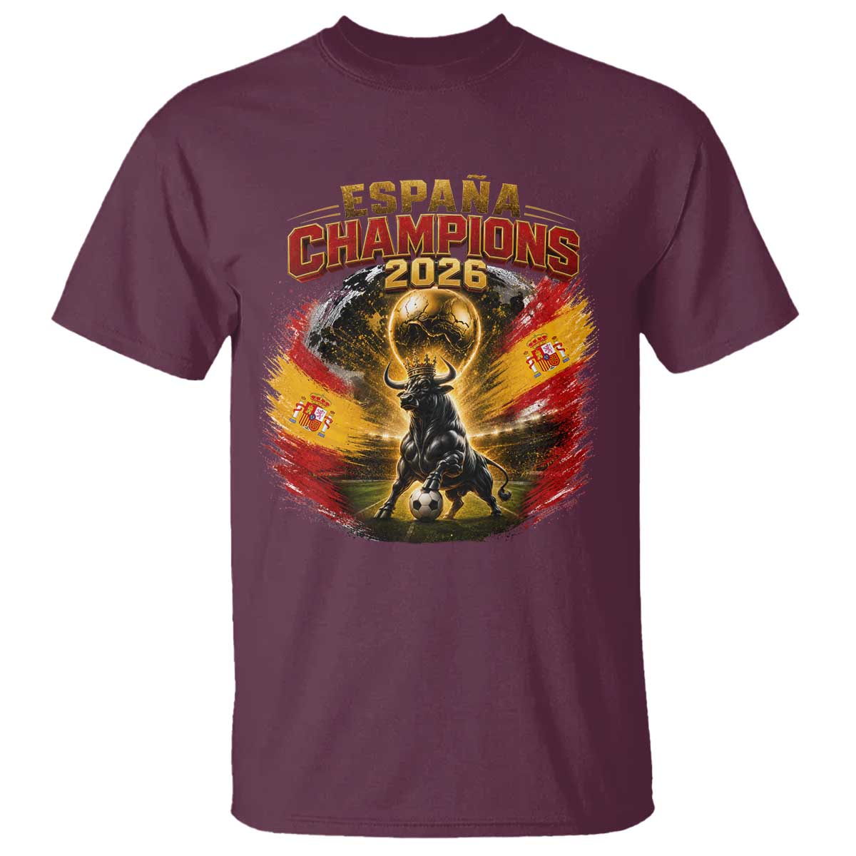 Espana Champions 2026 T Shirt Spain Football Fan Spanish Bull Graphic