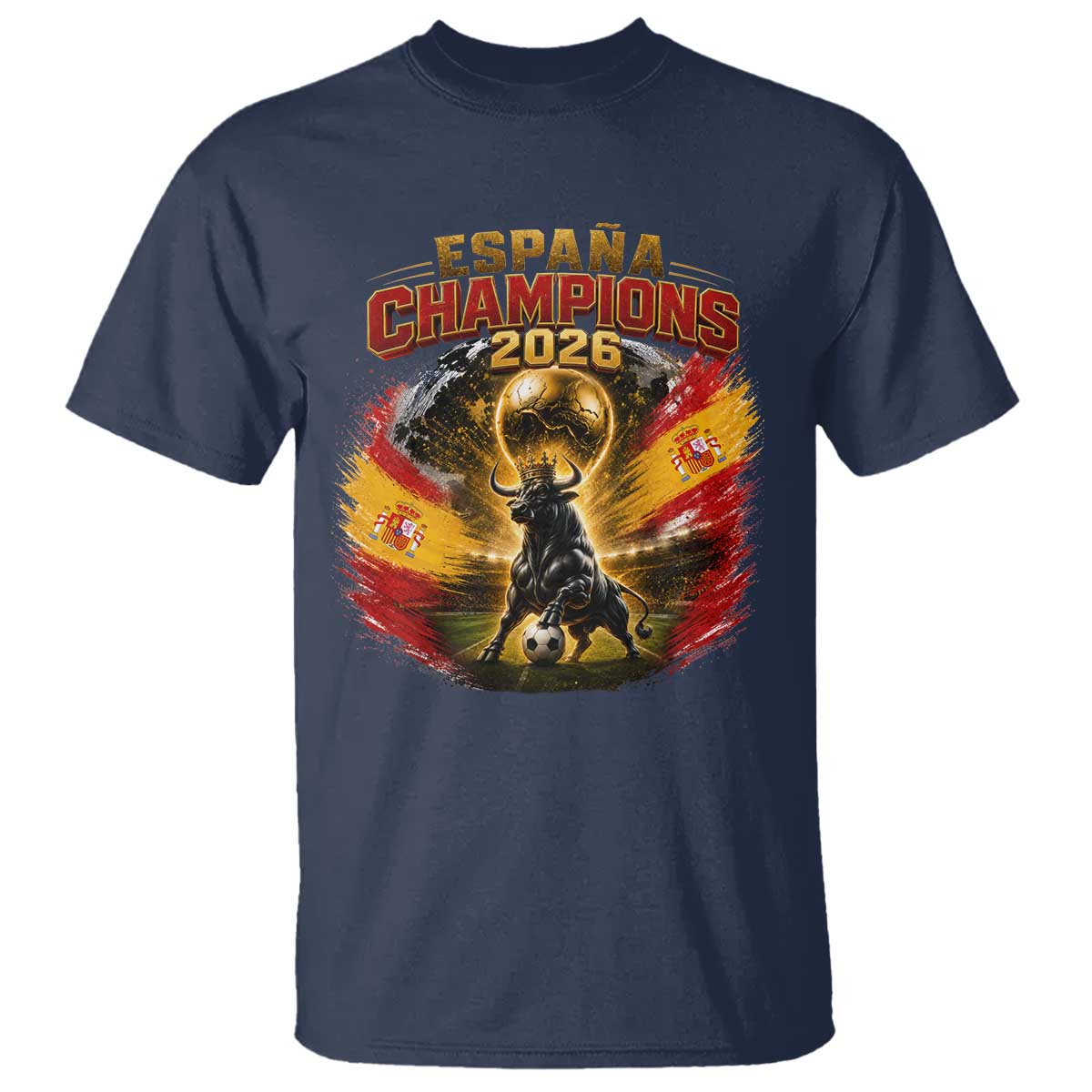 Espana Champions 2026 T Shirt Spain Football Fan Spanish Bull Graphic
