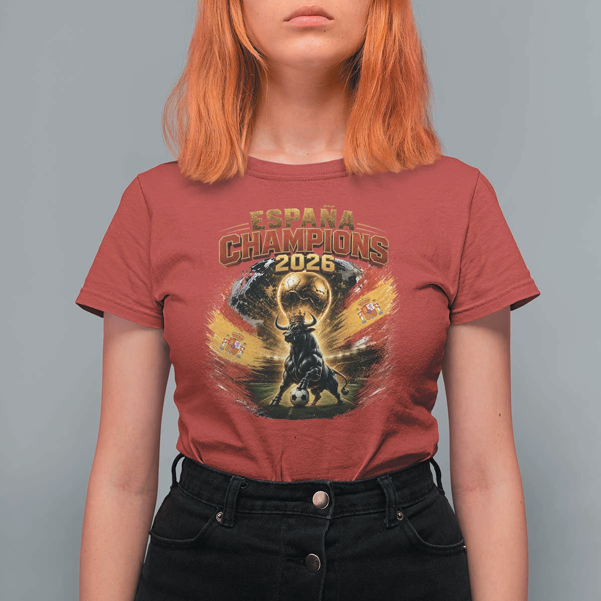 Espana Champions 2026 T Shirt For Women Spain Football Fan Spanish Bull Graphic TS11