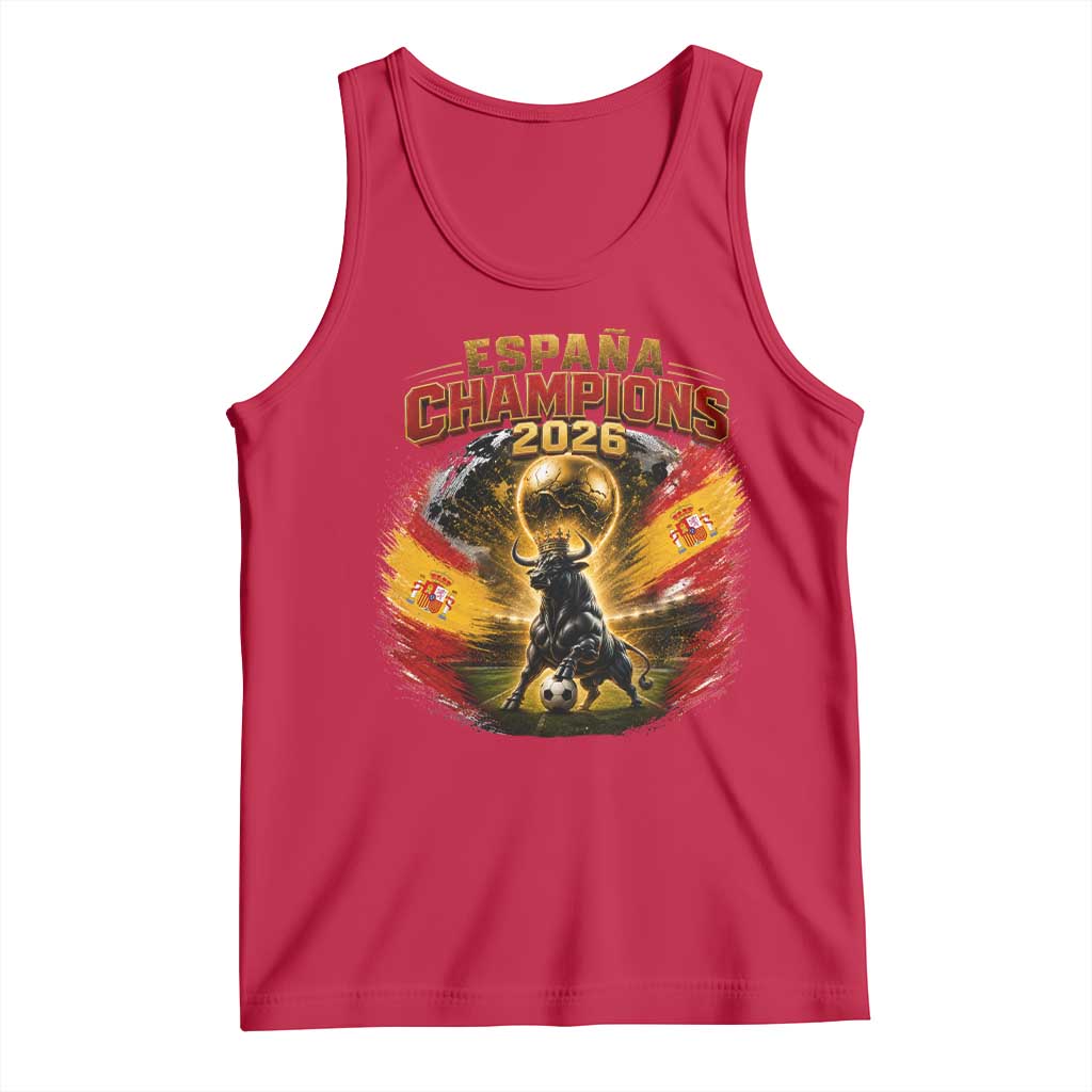 Espana Champions 2026 Tank Top Spain Football Fan Spanish Bull Graphic