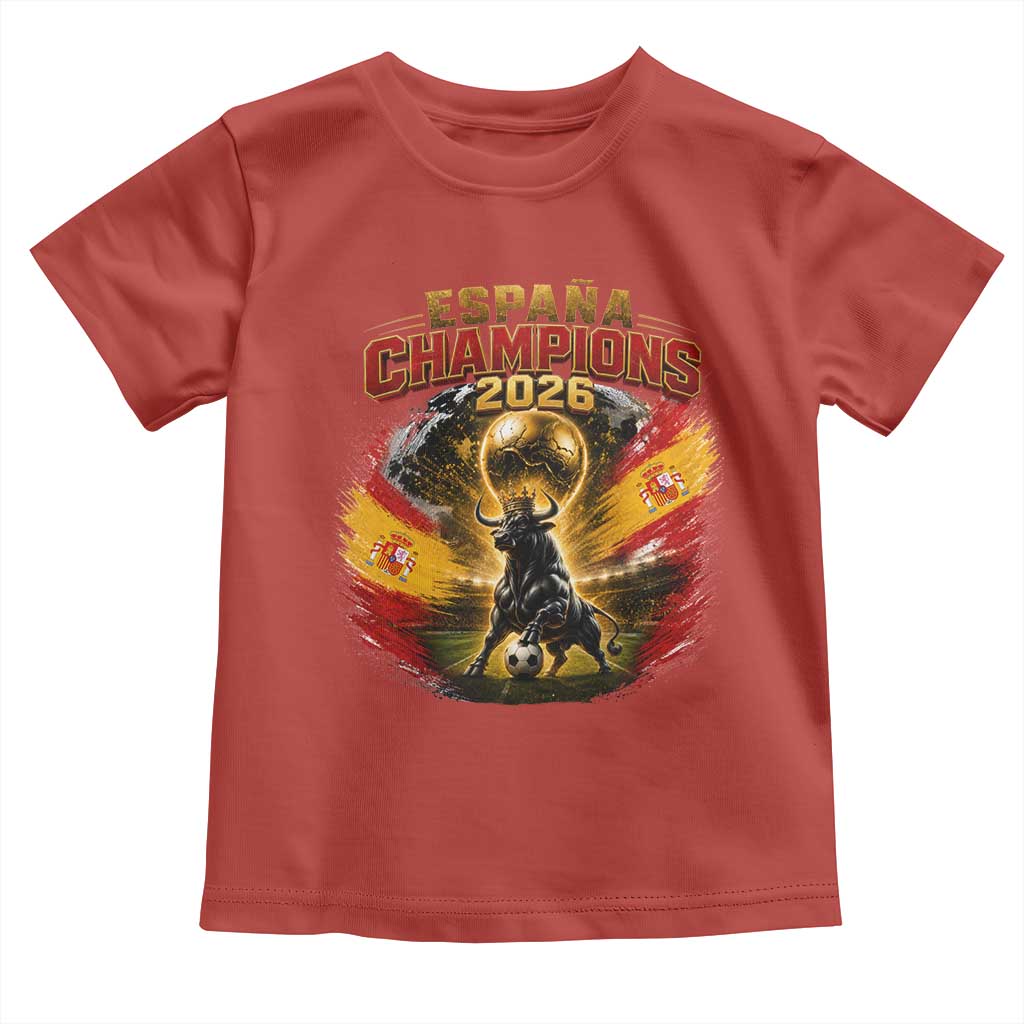 Espana Champions 2026 Toddler T Shirt Spain Football Fan Spanish Bull Graphic